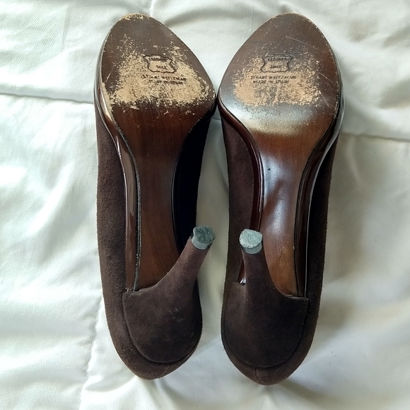 STUART WEITZMAN chocolate brown suede leather heel - Picture 8 of 8